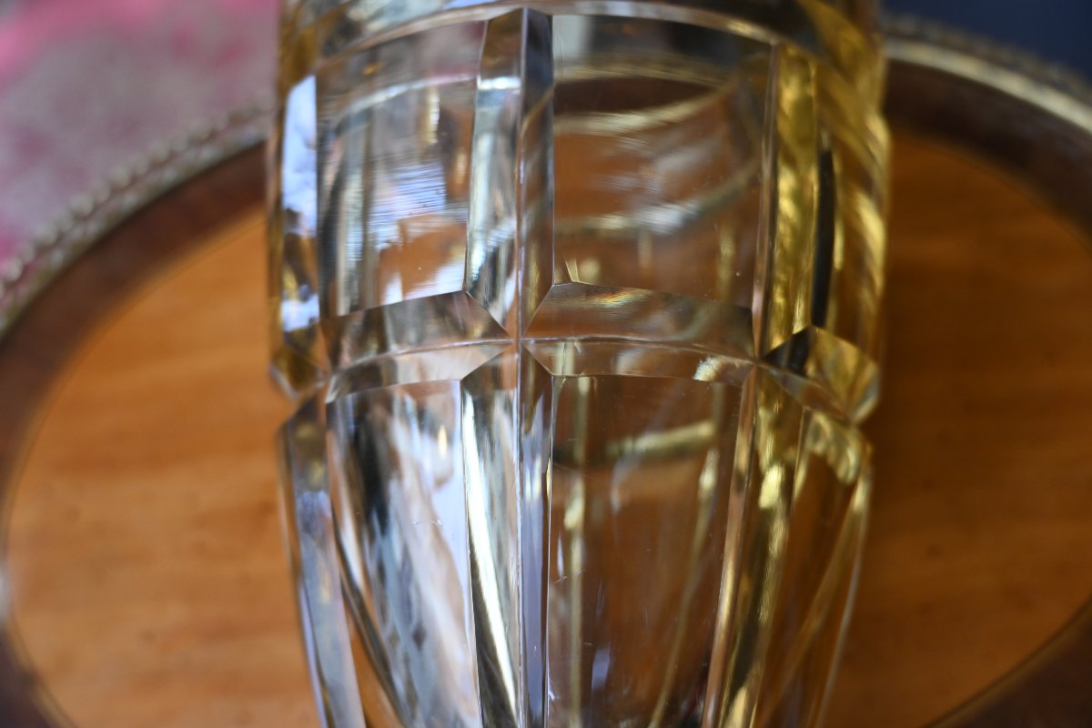 Daum, Nancy, Faceted Yellow Crystal Vase, Circa 1930-photo-6