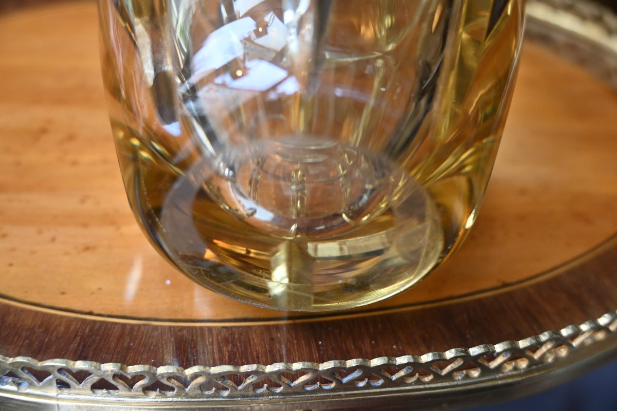 Daum, Nancy, Faceted Yellow Crystal Vase, Circa 1930-photo-7
