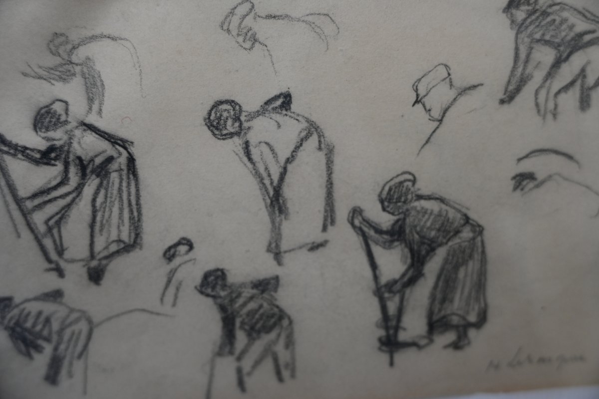 Henri Lebasque , dessin femmes aux champs-photo-2