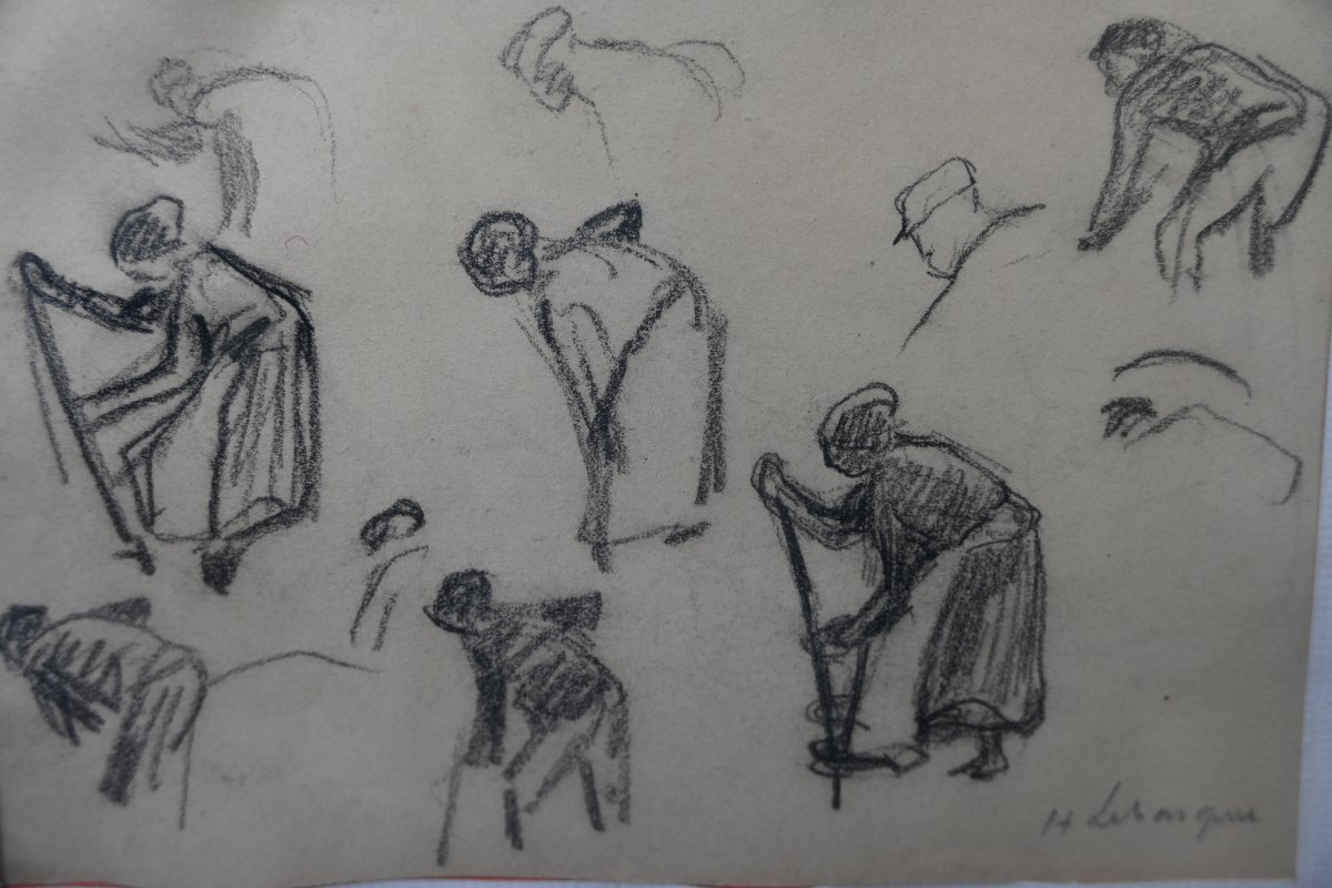 Henri Lebasque , dessin femmes aux champs