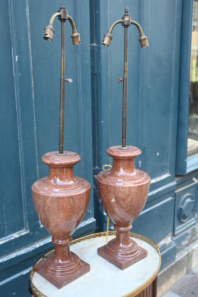 Pair Of Baluster-shaped Marble Lamps -photo-6
