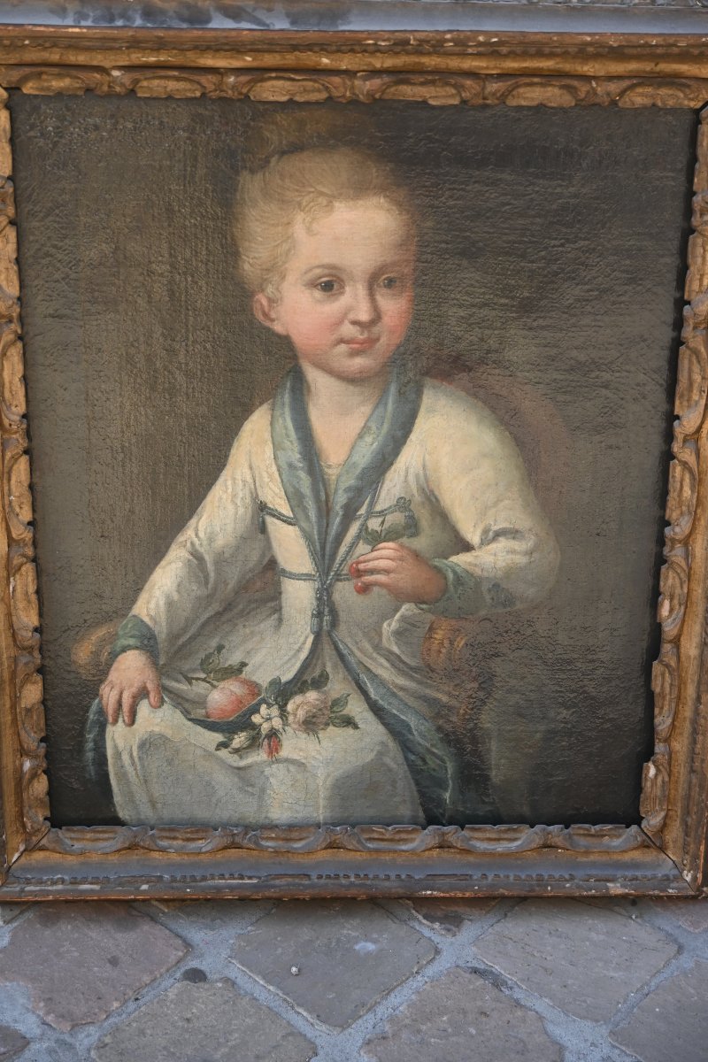 Charming 18th-century Portrait In The Provençal Or Italian Style Of A Young Girl With Fruit -photo-5