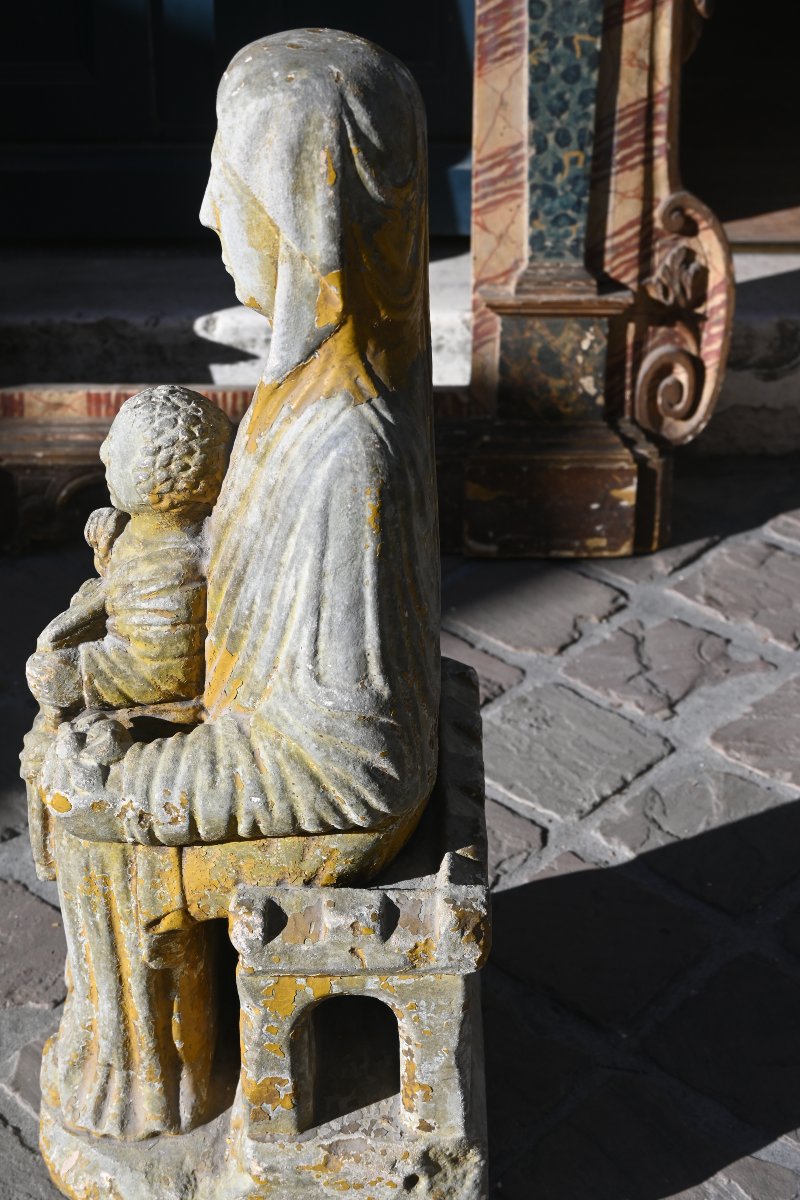 Viege  Throne Of Wisdom  Made Of Reconstituted Stone, In The Style Of The 11th Century-photo-3