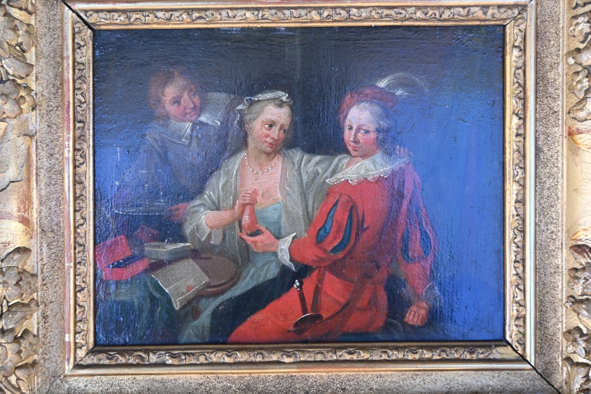 Pair Of 18th-century Panels: Reading And The Presentation Of The Dowry -photo-4