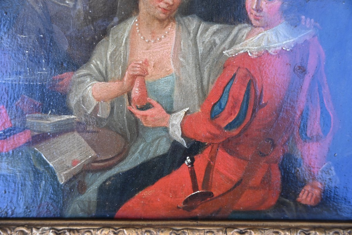 Pair Of 18th-century Panels: Reading And The Presentation Of The Dowry -photo-1