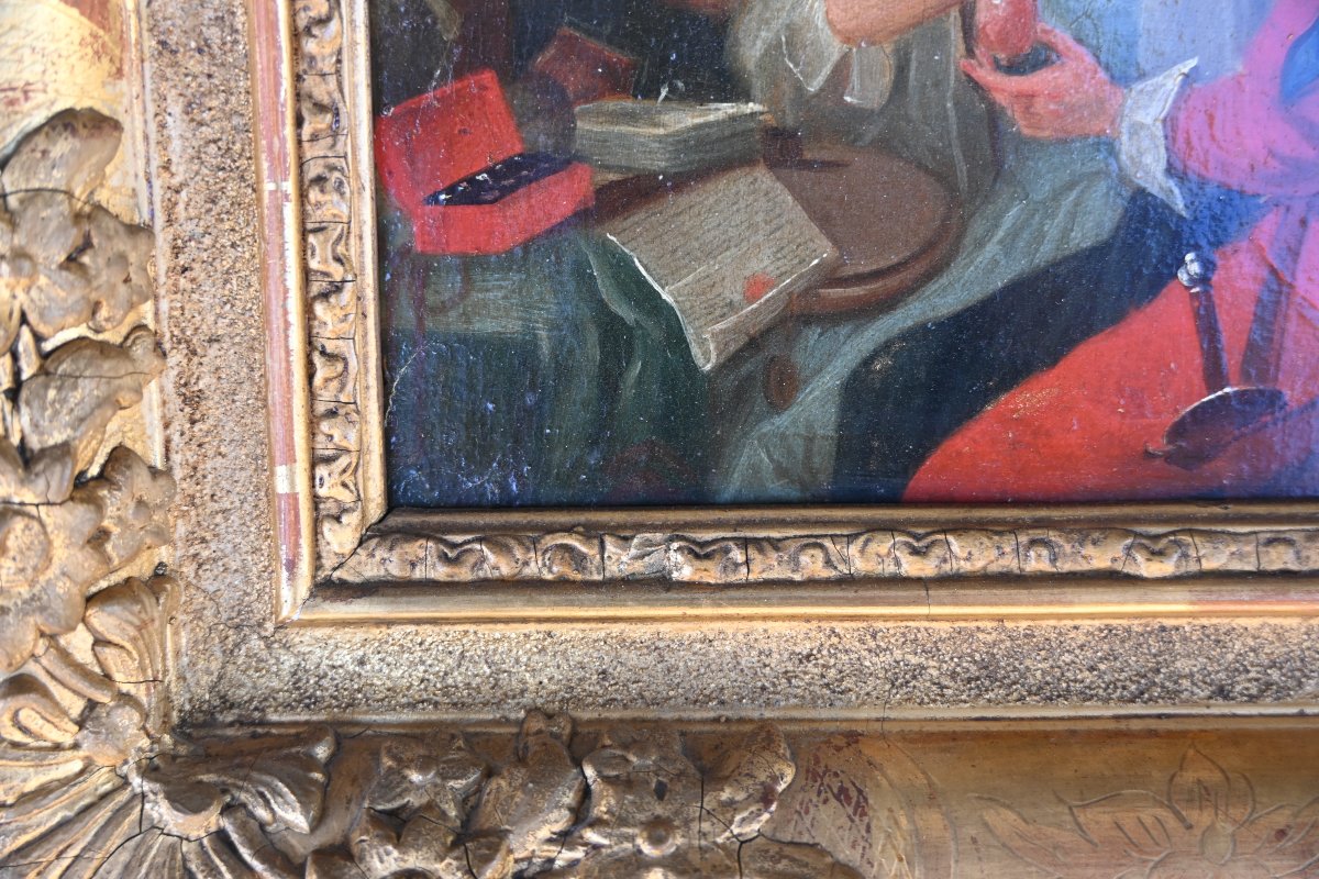 Pair Of 18th-century Panels: Reading And The Presentation Of The Dowry -photo-2