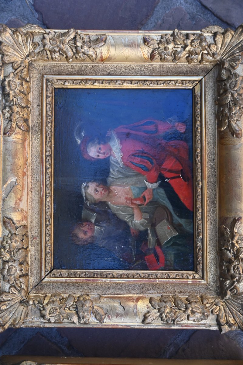 Pair Of 18th-century Panels: Reading And The Presentation Of The Dowry -photo-3