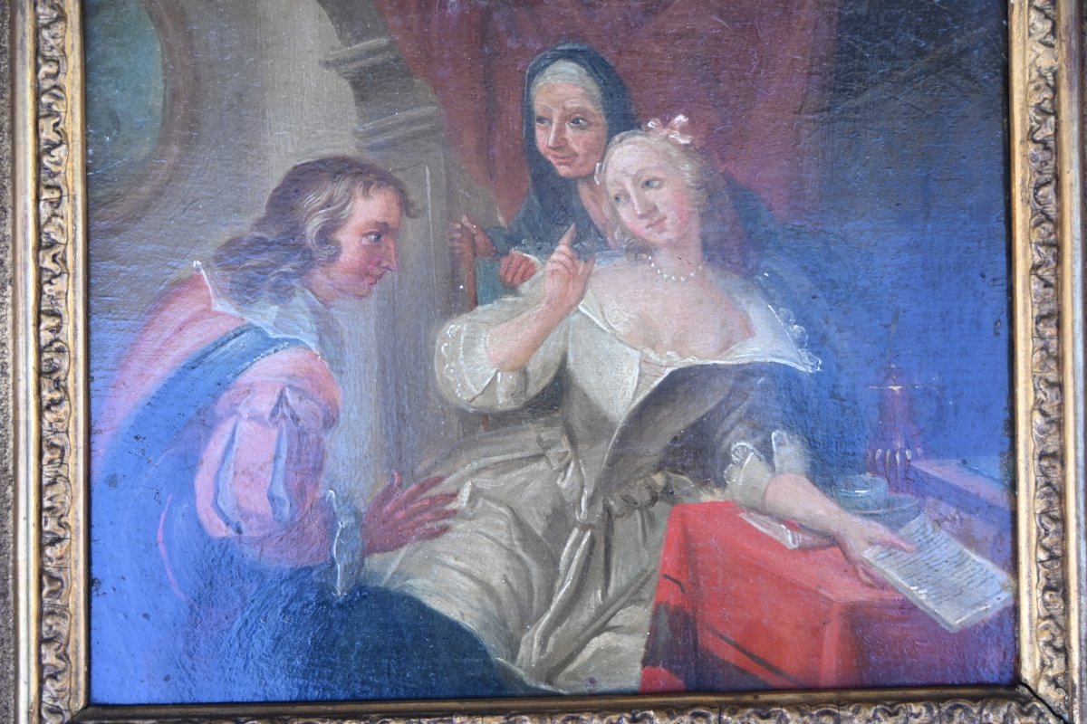 Pair Of 18th-century Panels: Reading And The Presentation Of The Dowry -photo-4
