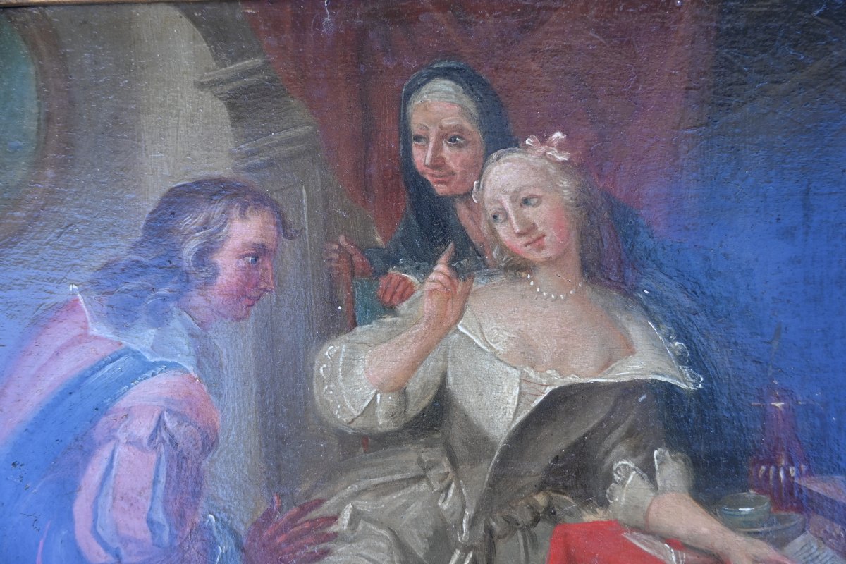 Pair Of 18th-century Panels: Reading And The Presentation Of The Dowry -photo-6