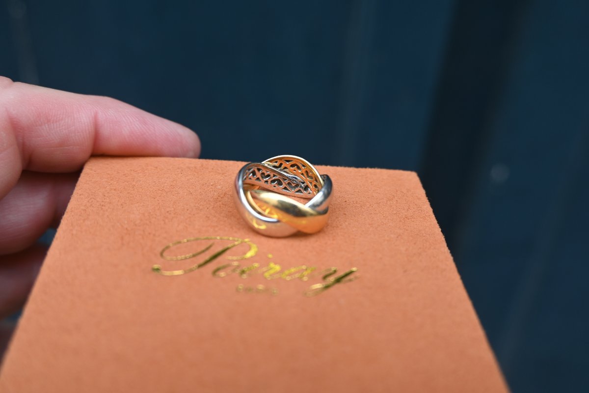 Poiray , bague tresse , or jaune et blanc-photo-1