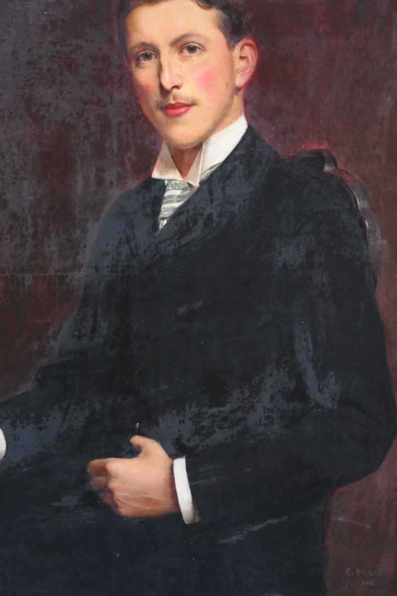 Portrait d un dandy à la cigarette    , huile sur toile-photo-3