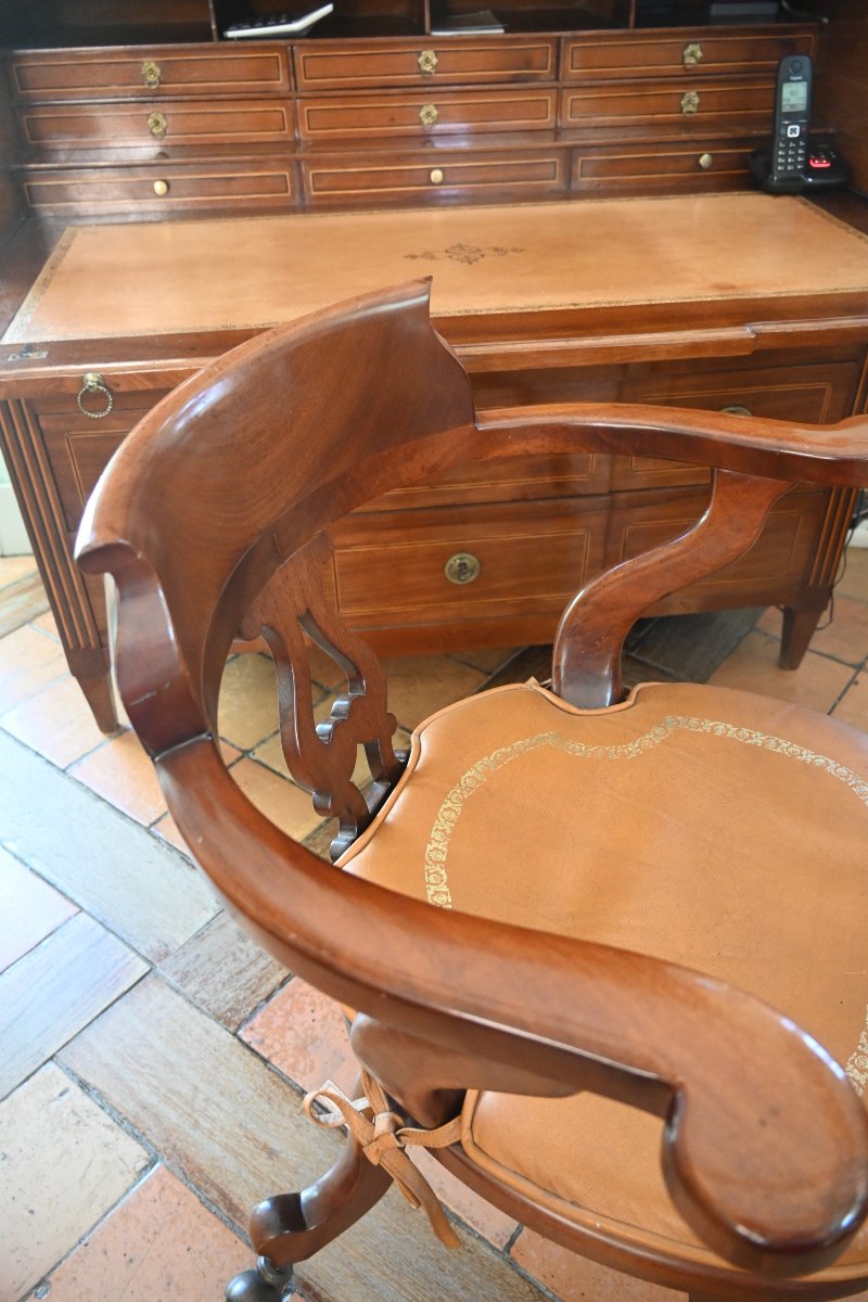 Beau fauteuil de bureau en acajou du XIX  américain-photo-2