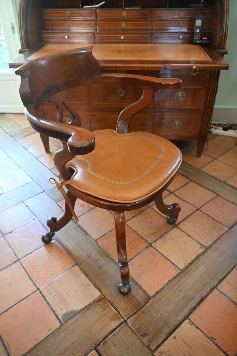 Beau fauteuil de bureau en acajou du XIX  américain-photo-5