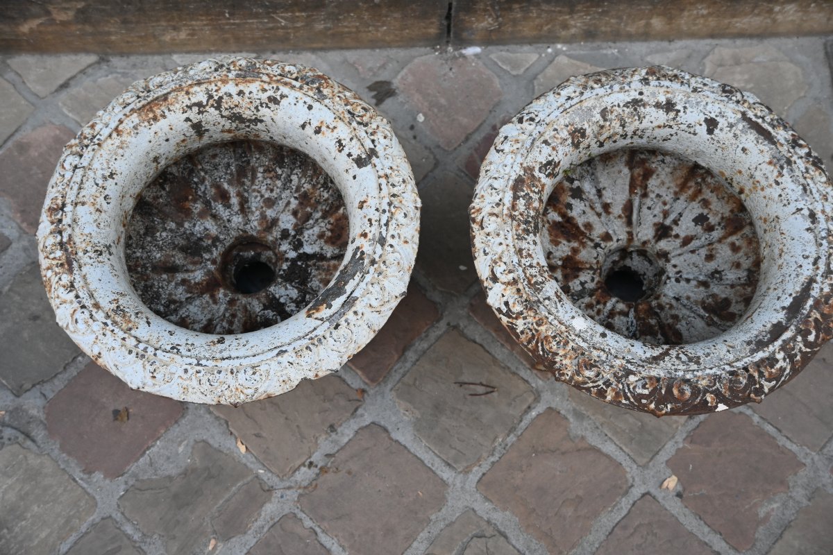 Pair Of Cast-iron Basins In The Medici Style, 19th Century-photo-3