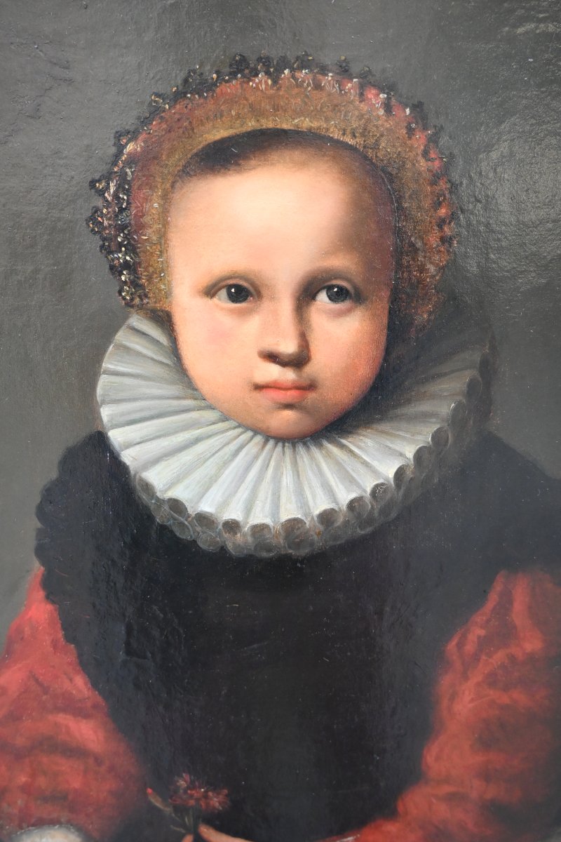 Charmant double portrait d enfants dans le style hollandais du XVII-photo-2