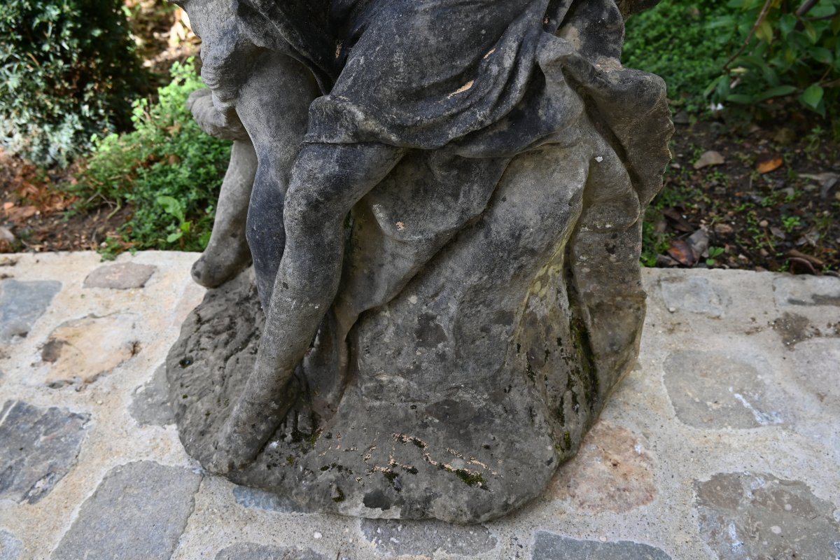 Important groupe en marbre blanc , XVIII , Bacchus et Nymphe-photo-3
