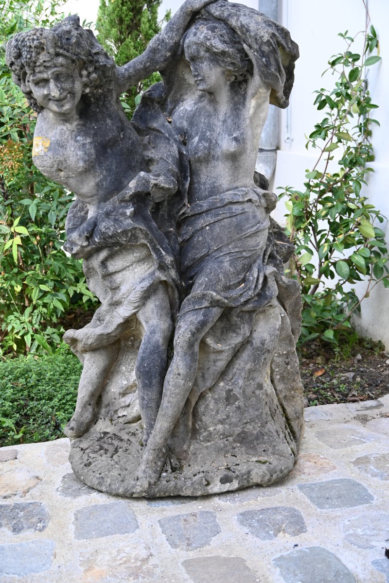 Important groupe en marbre blanc , XVIII , Bacchus et Nymphe