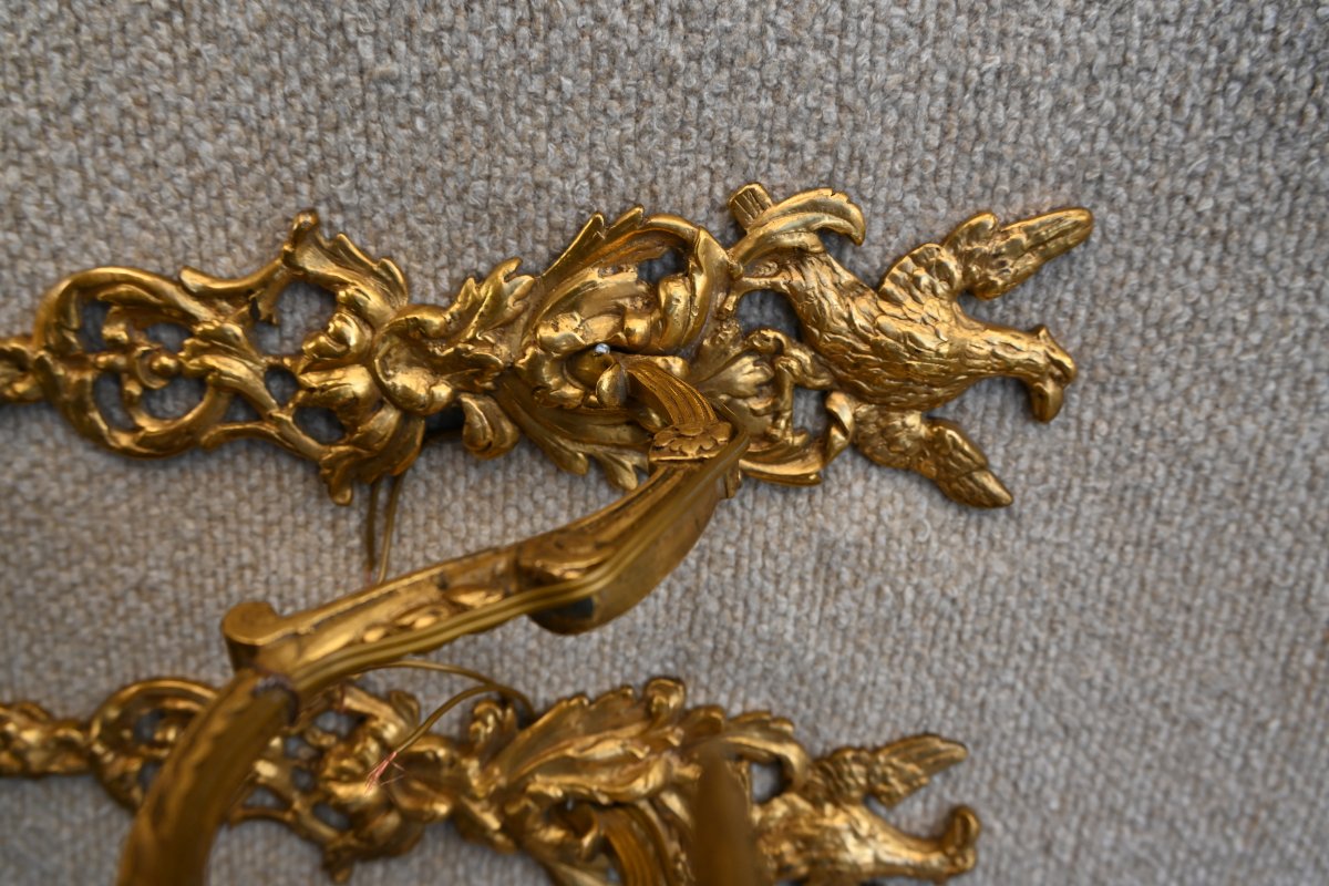 Paire d appliques à un bras de lumière de style Regence-photo-1