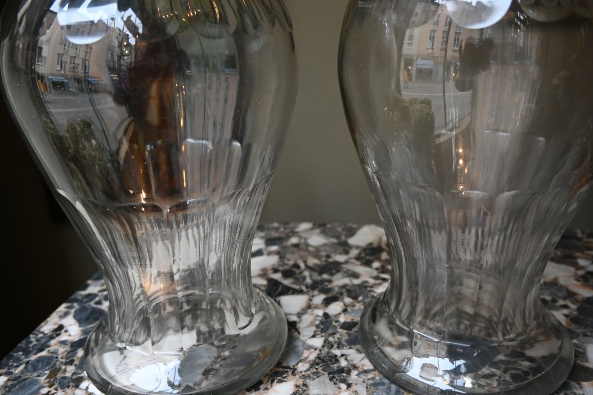 Pair Of Large Lidded Bowls Or Jars, 19th Century-photo-4