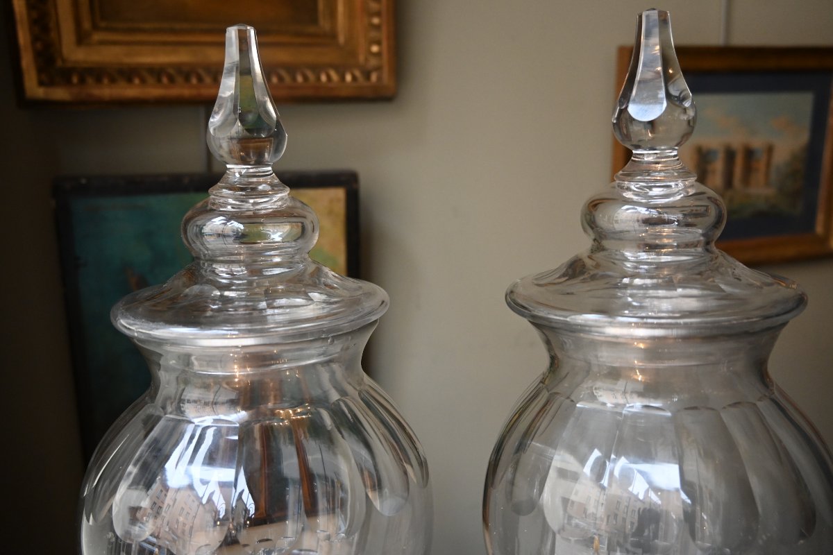 Pair Of Large Lidded Bowls Or Jars, 19th Century-photo-5