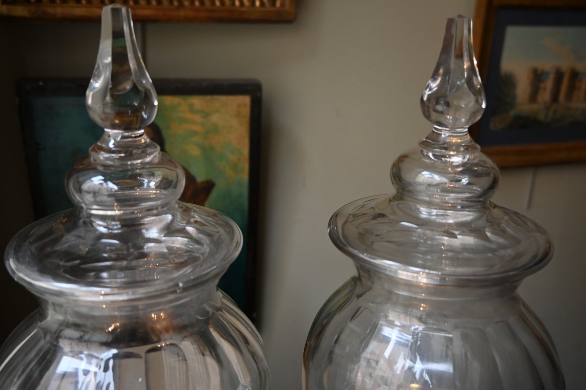 Pair Of Large Lidded Bowls Or Jars, 19th Century-photo-7