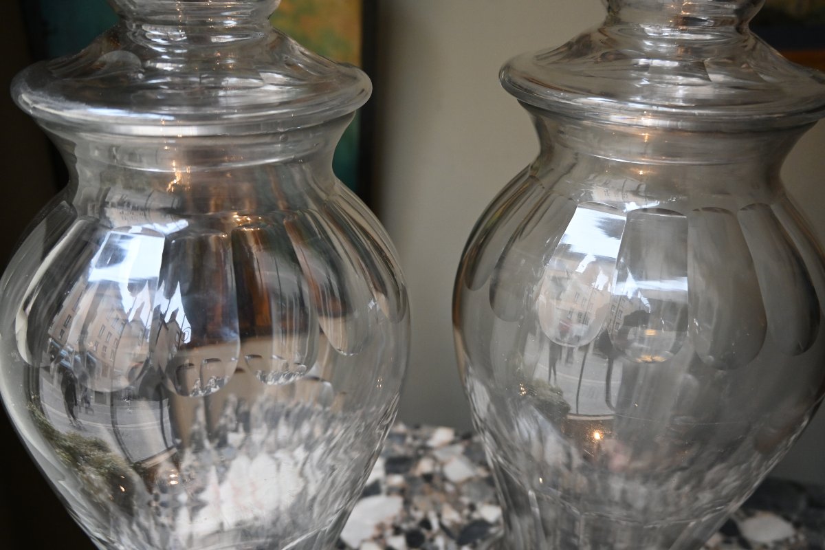 Pair Of Large Lidded Bowls Or Jars, 19th Century-photo-8