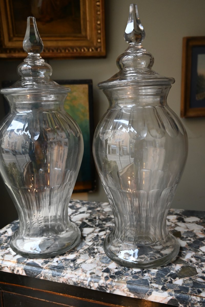 Pair Of Large Lidded Bowls Or Jars, 19th Century