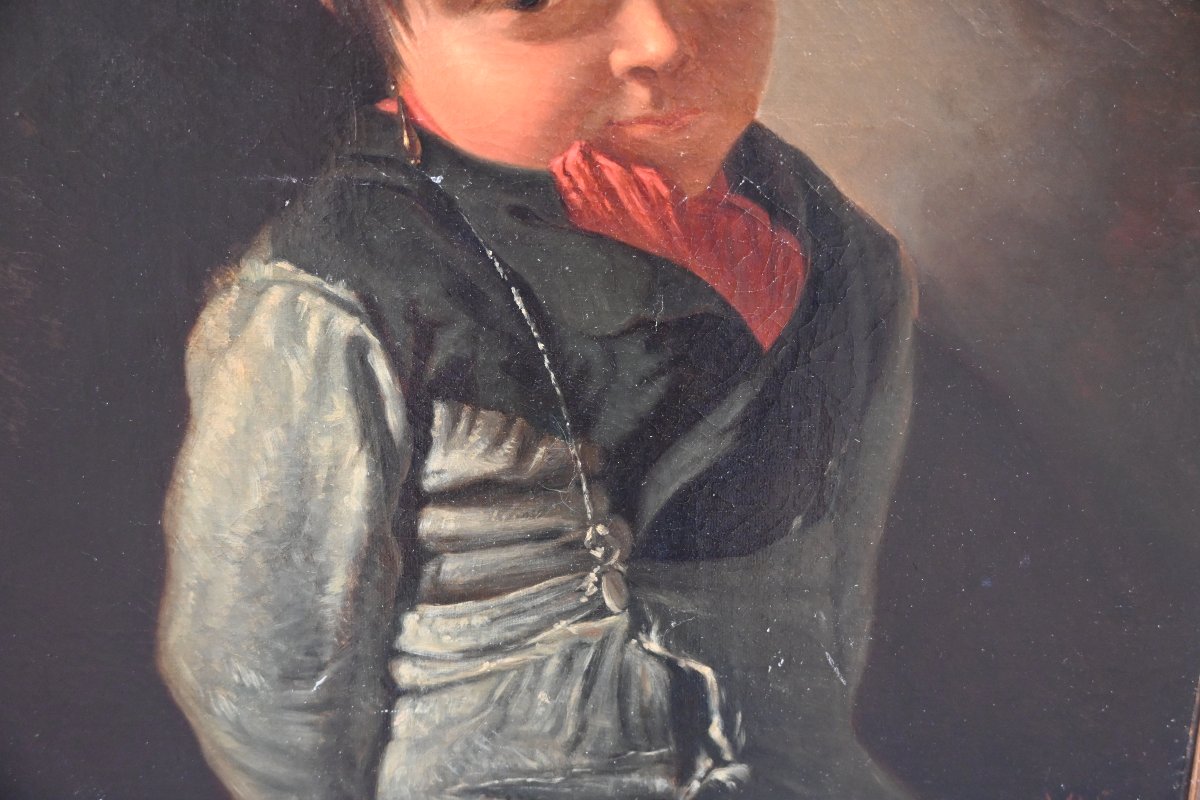 Portrait Of A Young Chimney Sweep, Oil On Canvas, 19th-century School-photo-3