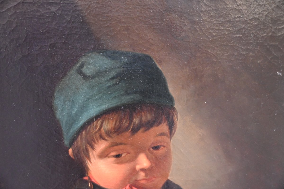 Portrait Of A Young Chimney Sweep, Oil On Canvas, 19th-century School-photo-5