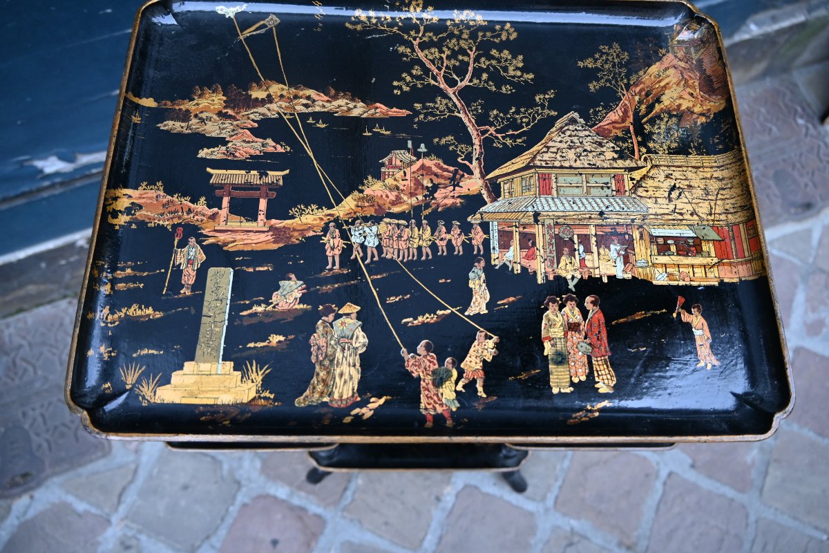 Petite table en carton  à plateaux dans le gout de la Chine XIX-photo-3