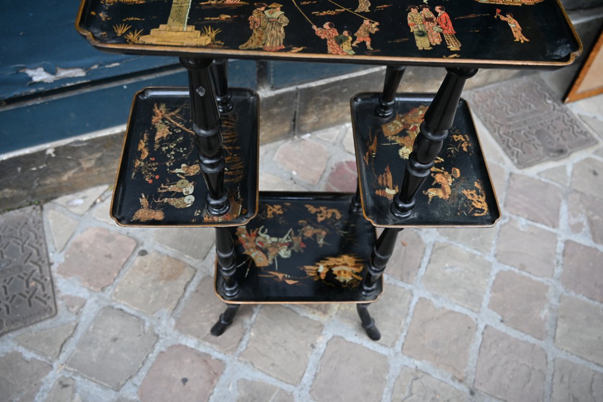Petite table en carton  à plateaux dans le gout de la Chine XIX-photo-4