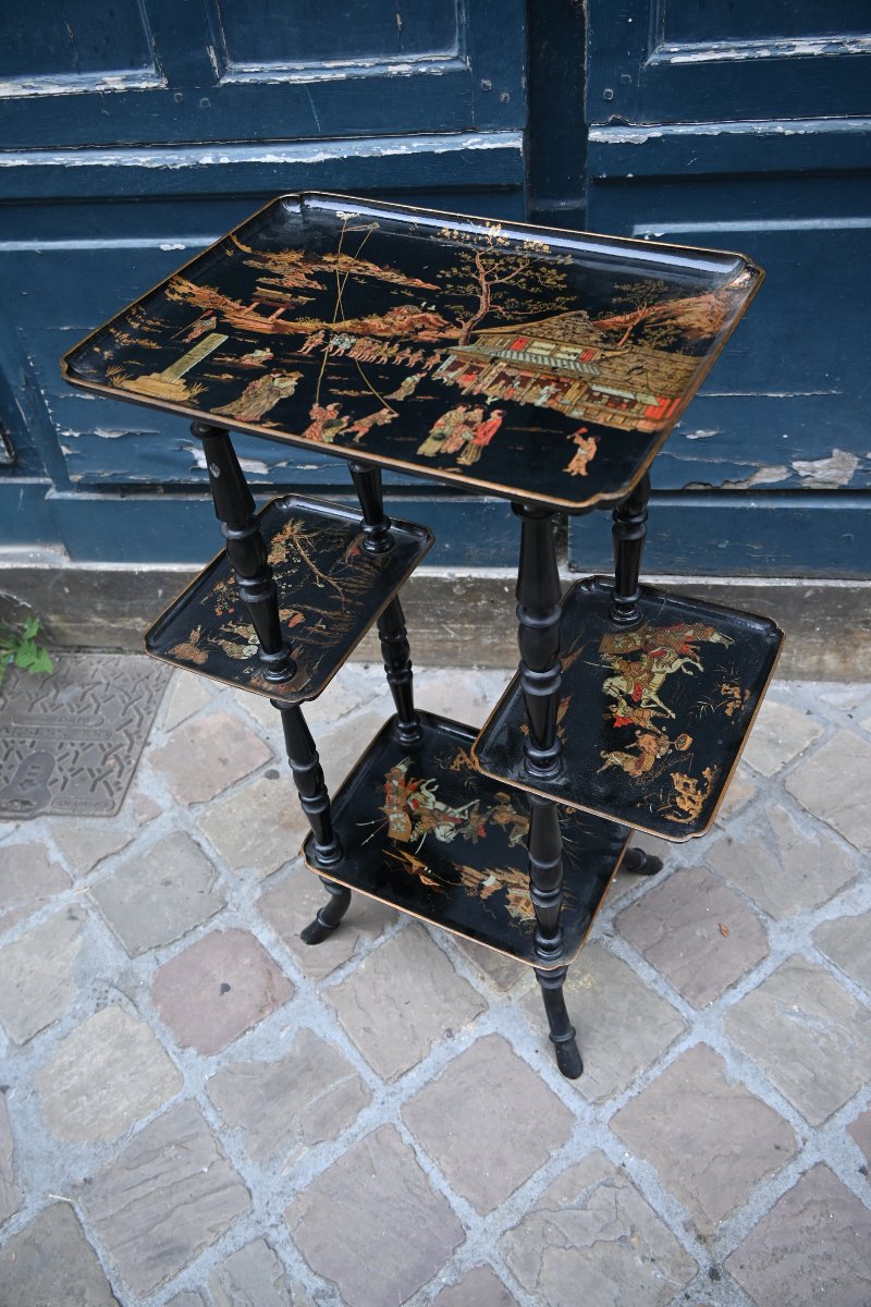 Petite table en carton  à plateaux dans le gout de la Chine XIX-photo-1