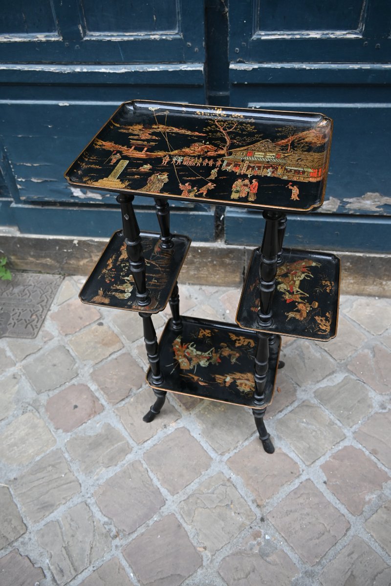 Petite table en carton  à plateaux dans le gout de la Chine XIX-photo-2