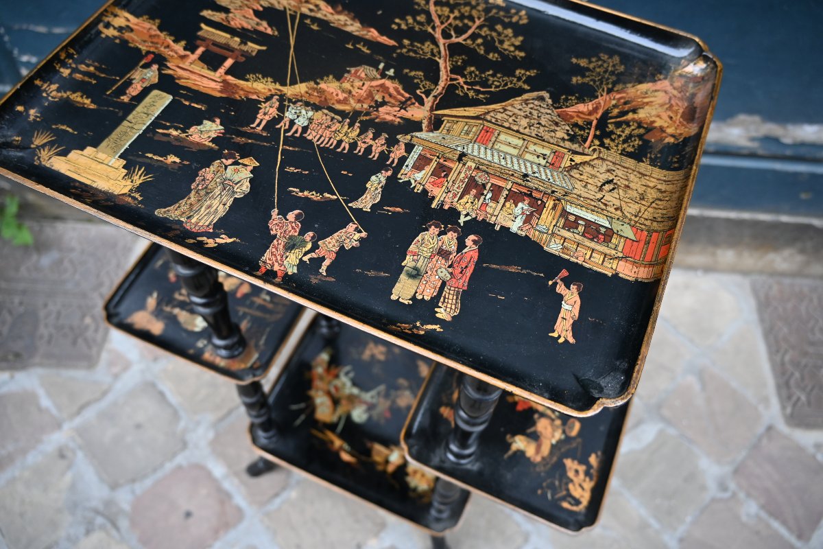 Petite table en carton  à plateaux dans le gout de la Chine XIX-photo-4
