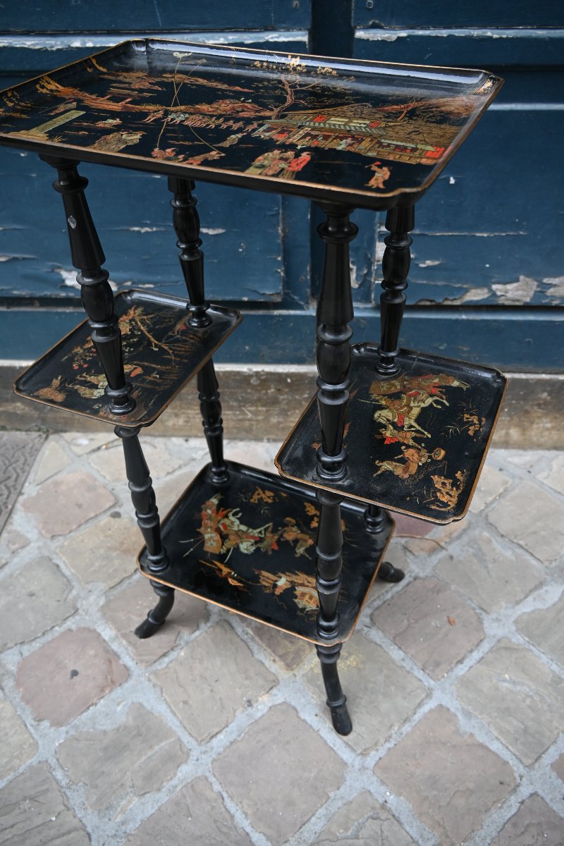 Petite table en carton  à plateaux dans le gout de la Chine XIX-photo-5