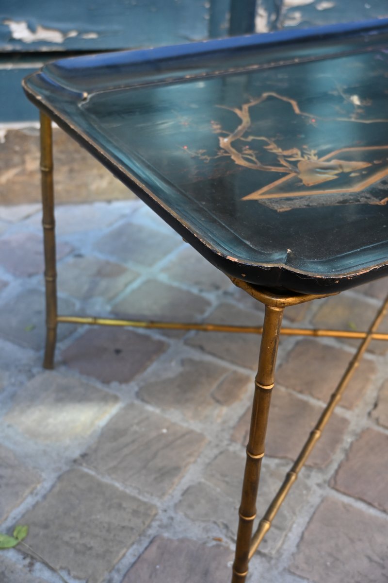 Elégante table basse , bronze et laque , Maison Jansen ou Baguès-photo-4