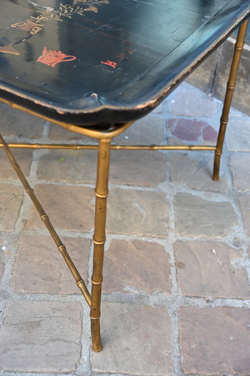 Elégante table basse , bronze et laque , Maison Jansen ou Baguès-photo-4
