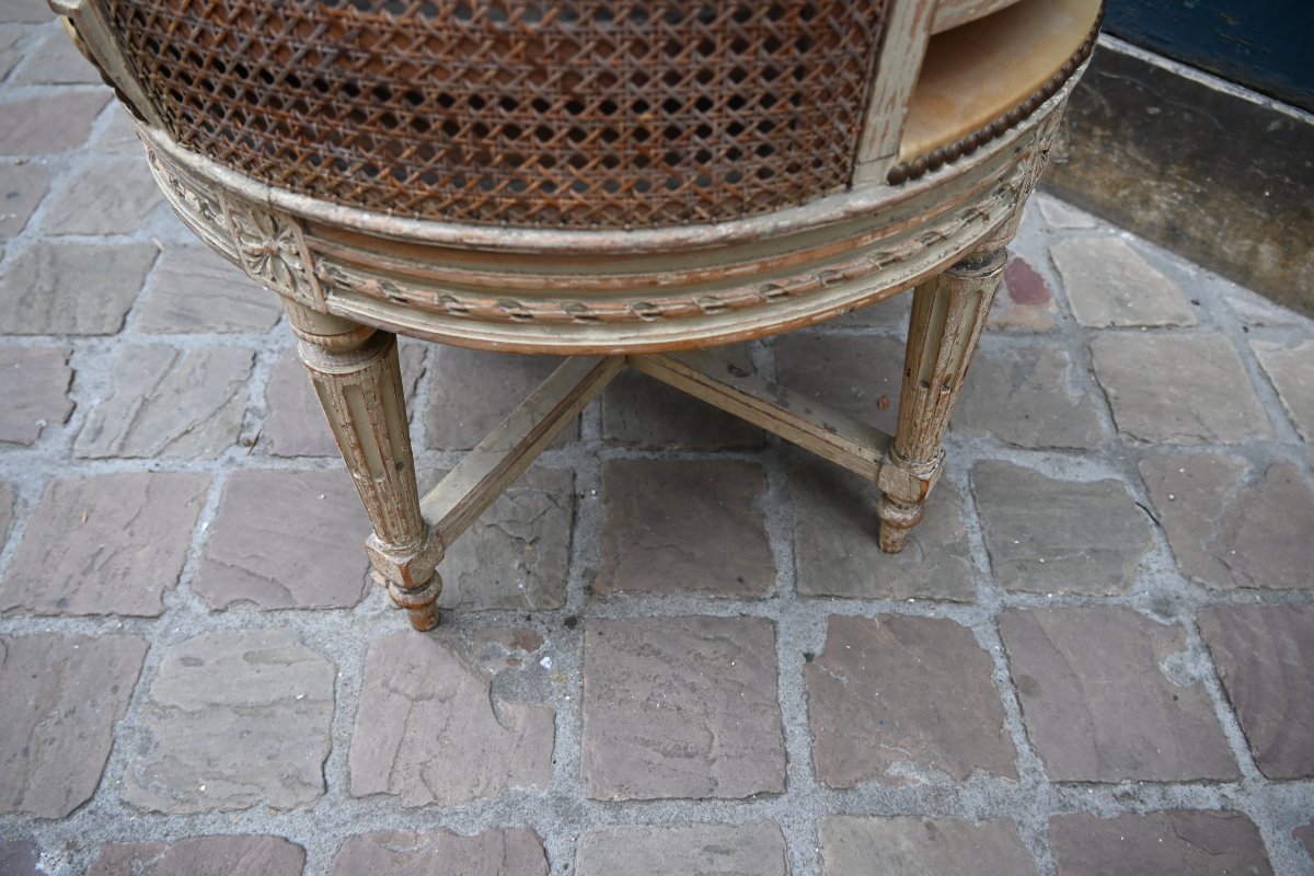 Fauteuil de bureau canné d epoque Louis XVI-photo-8