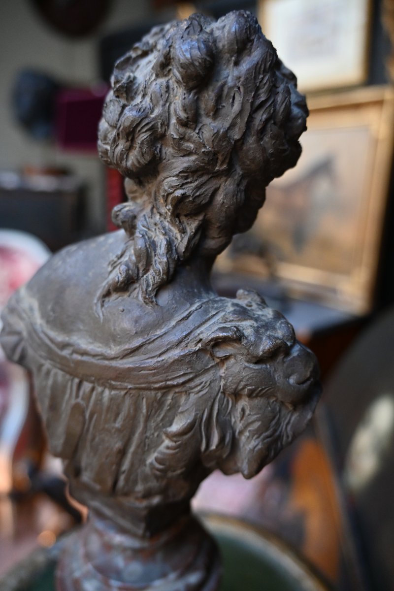 Joseph-Charles Marin , buste en terre cuite jeune fille -photo-3
