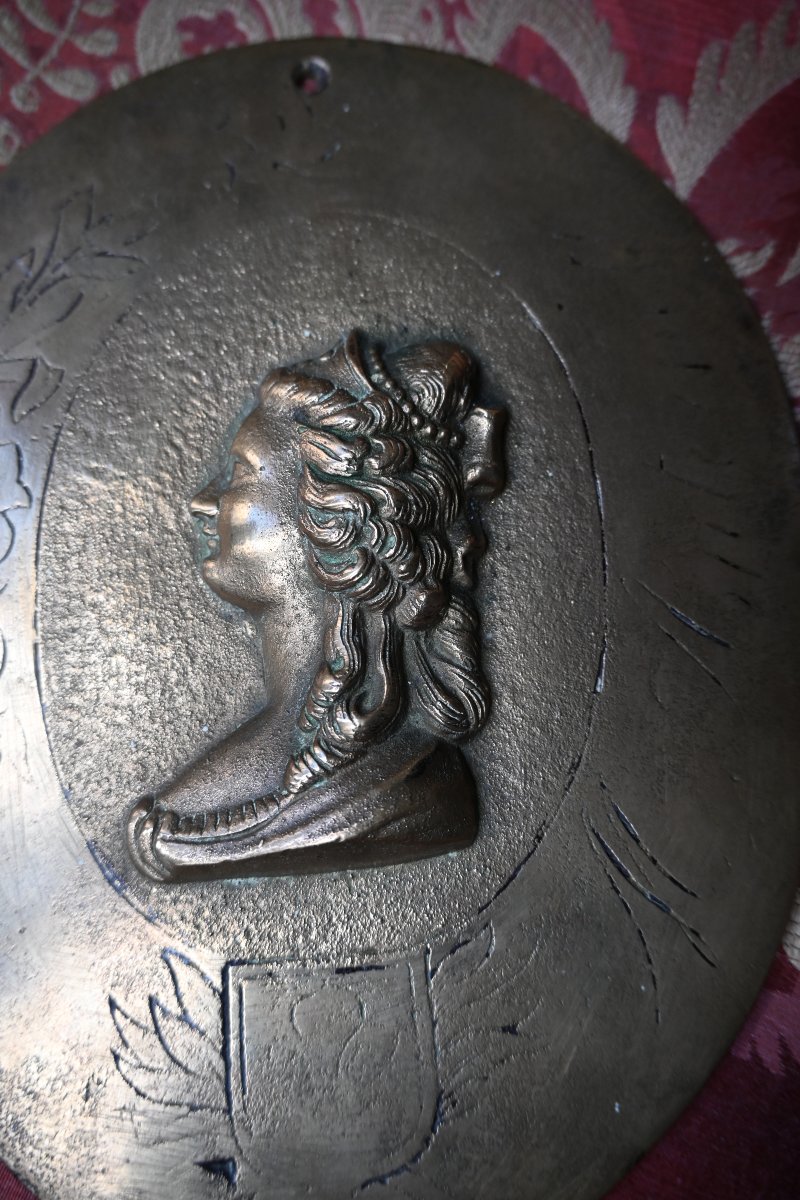 Marie -Antoinette , plaque en bronze , profil de la Reine , fin XVIII-photo-4