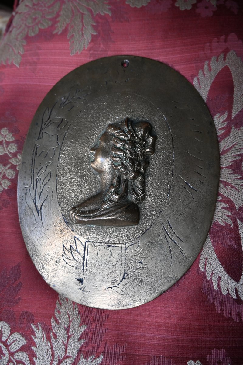 Marie -Antoinette , plaque en bronze , profil de la Reine , fin XVIII-photo-6