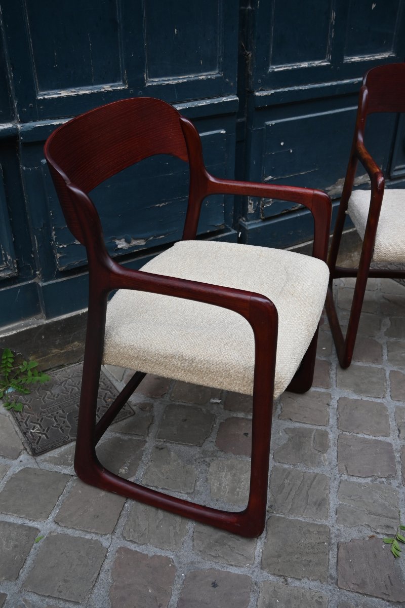 Pair Of Sled-style Armchairs Based On Baumann's Design-photo-2