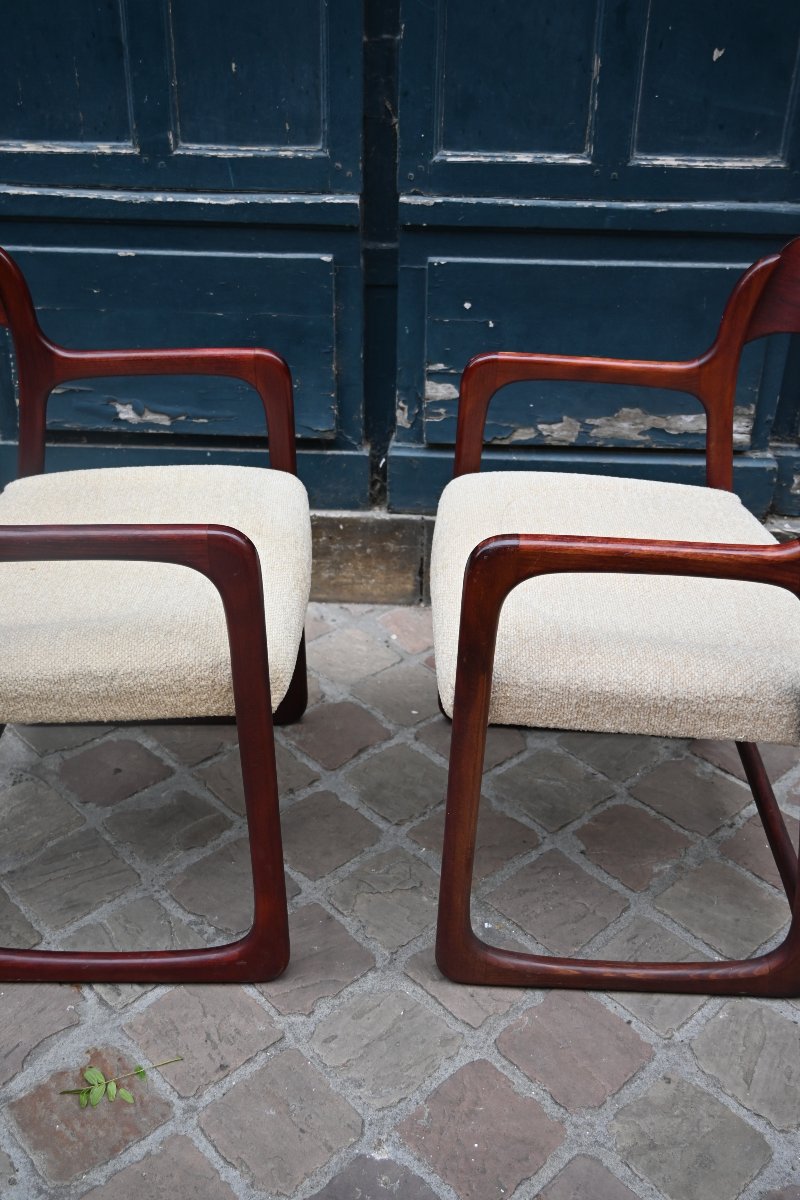 Pair Of Sled-style Armchairs Based On Baumann's Design-photo-6