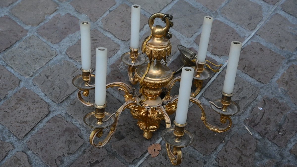 Louis XIV-style Bronze Chandelier   Boulle Style -photo-3
