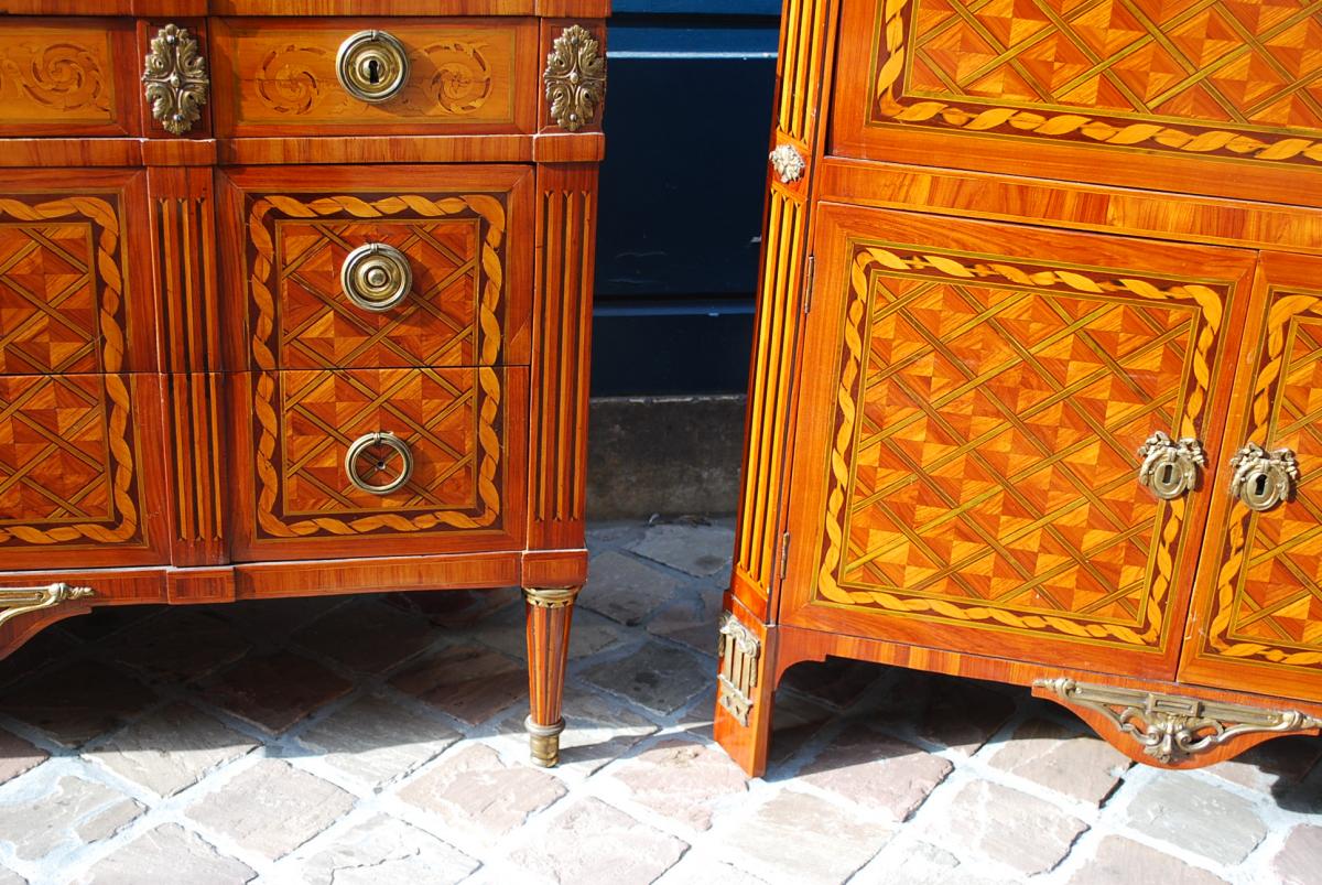 Rare Ensemble Commode Secrétaire Estampillé De Gosselin-photo-1