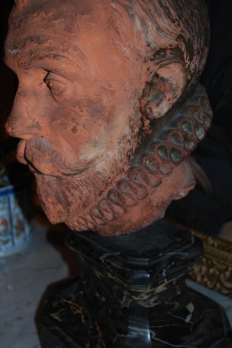 Bust Terracotta XVII, Problem L Admiral Of Coligny-photo-2