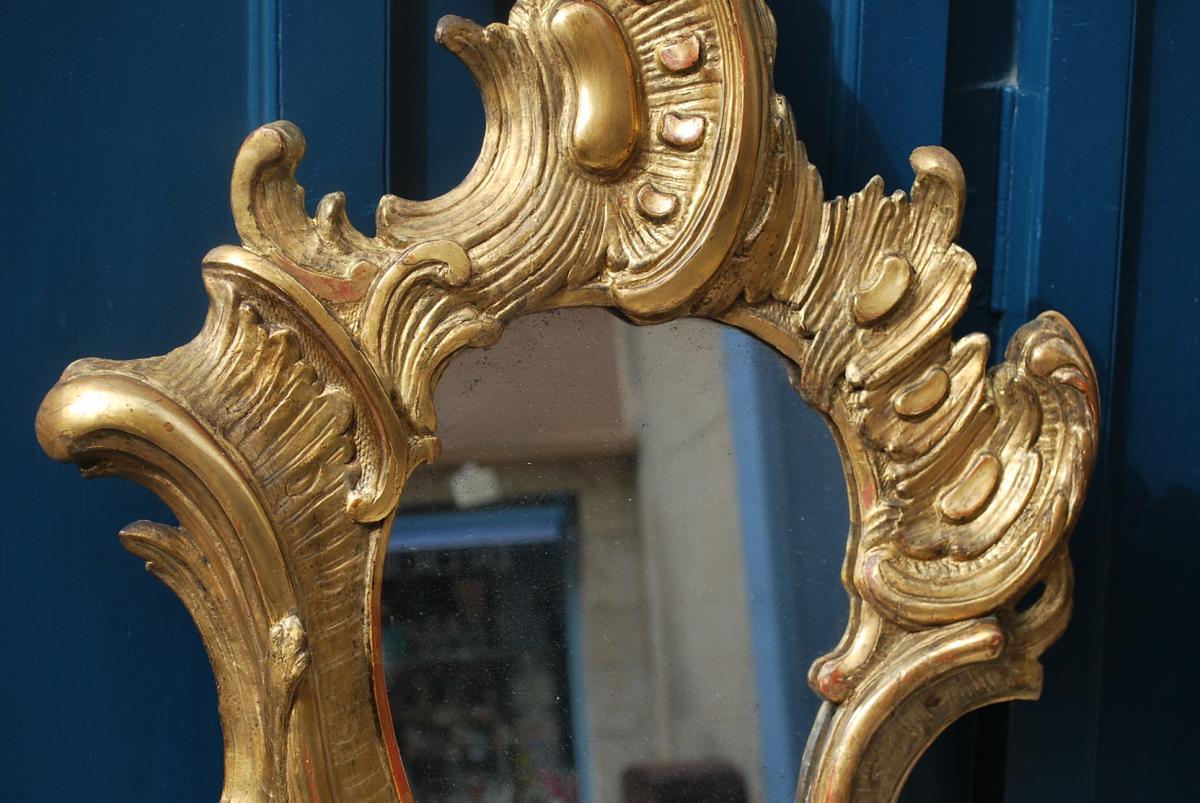 Pair Of Mirrors In Golden Wood D Baroque Italy XVIII-photo-5