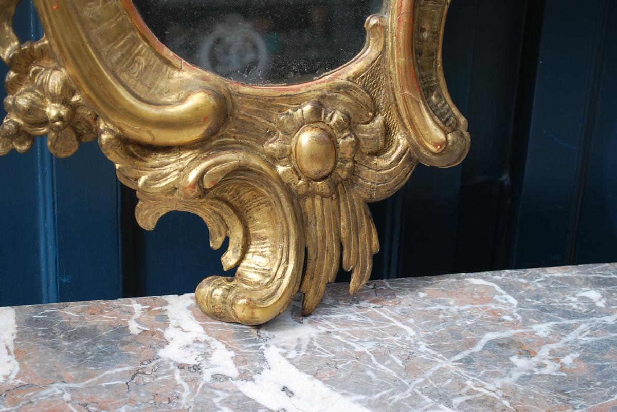 Paire De Miroirs En Bois Doré D époque Baroque Italie XVIII-photo-6