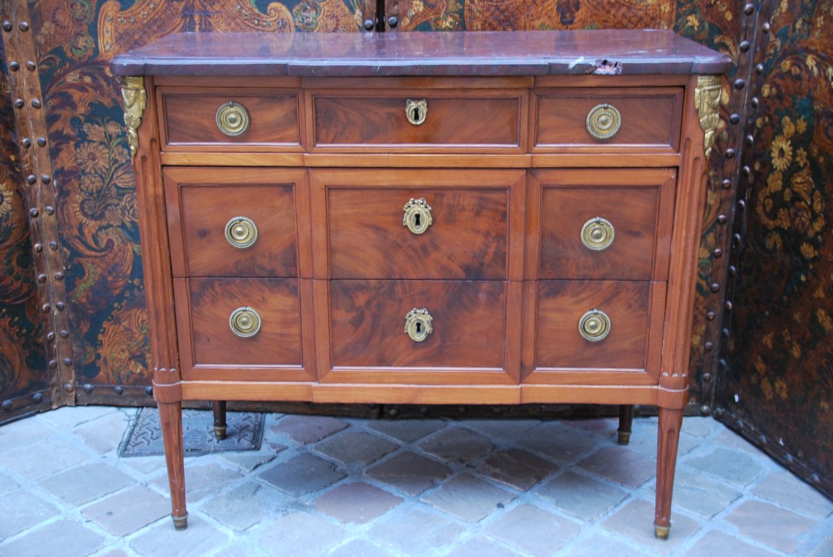 Commode En Acajou D époque Louis XVI Estampillée De Ohneberg -photo-2