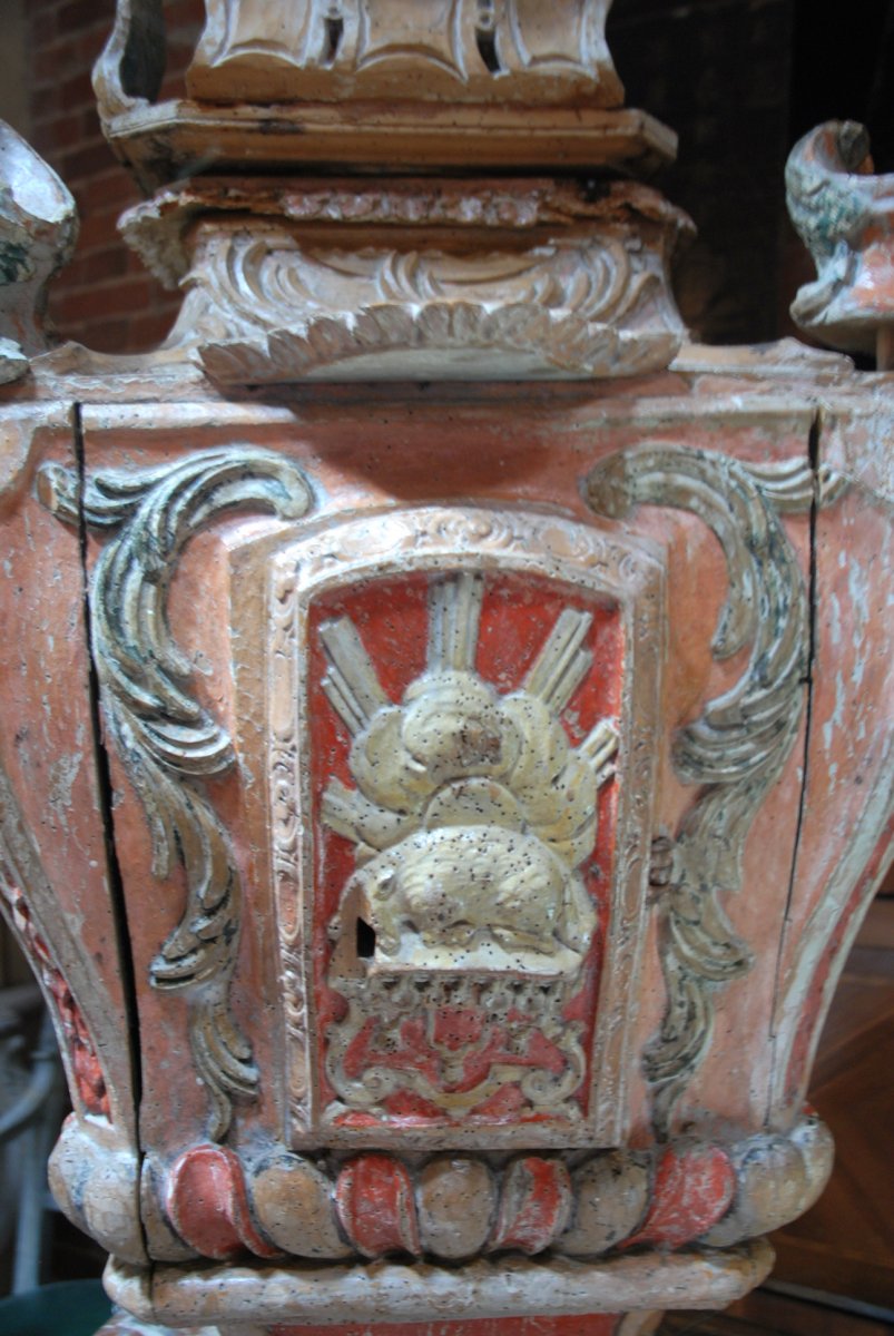 Important Tabernacle En Bois Sculpté Et Peint D époque Louis XIV Du XVII-photo-4